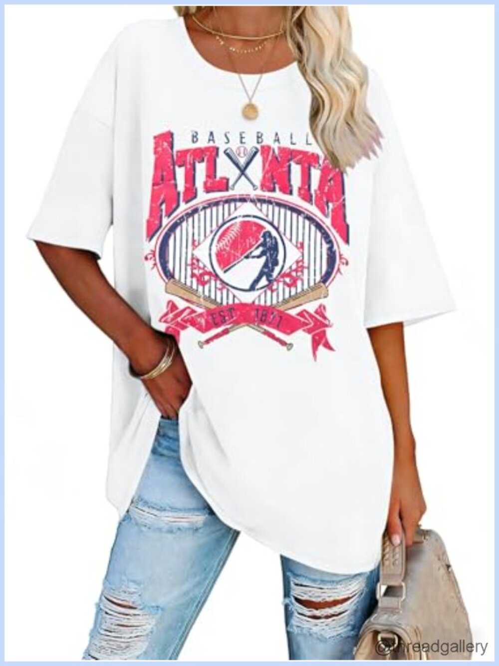 Women's Oversized Baseball Mom Graphic Tee Game Day T-Shirt